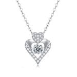 Amoura Heart Moissanite Halo Necklace (0.5 Ct)