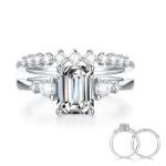 Aurielle Emerald Moissanite Ring Set (2 Ct)