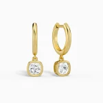 Lunelle Bezel Drop Diamond Huggie Hoops (14K Gold)