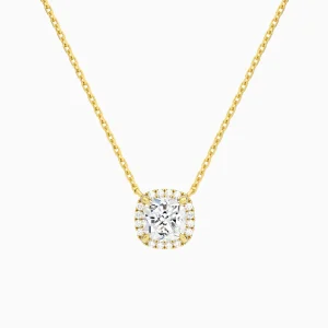 Virelle Radiance Luxe Halo Diamond Necklace (14K Gold)