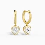 Soraya Luxe Halo Drop Diamond Huggie Hoops (14K Gold)