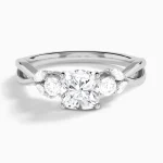 Odette Vintage Three-Stone Diamond Engagement Ring (14K Gold)