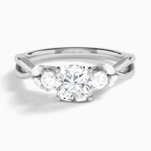 Odette Vintage Three-Stone Diamond Engagement Ring (14K Gold)